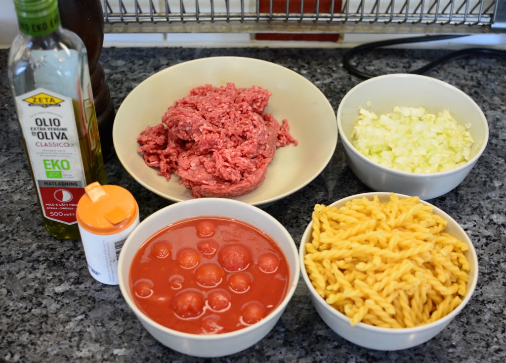 Ingredienser till kvällens one pot pasta.