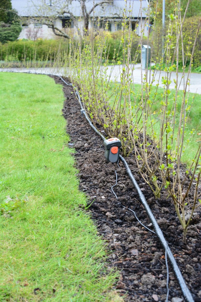 Micro-drip droppslang med Gardena fuktsensor