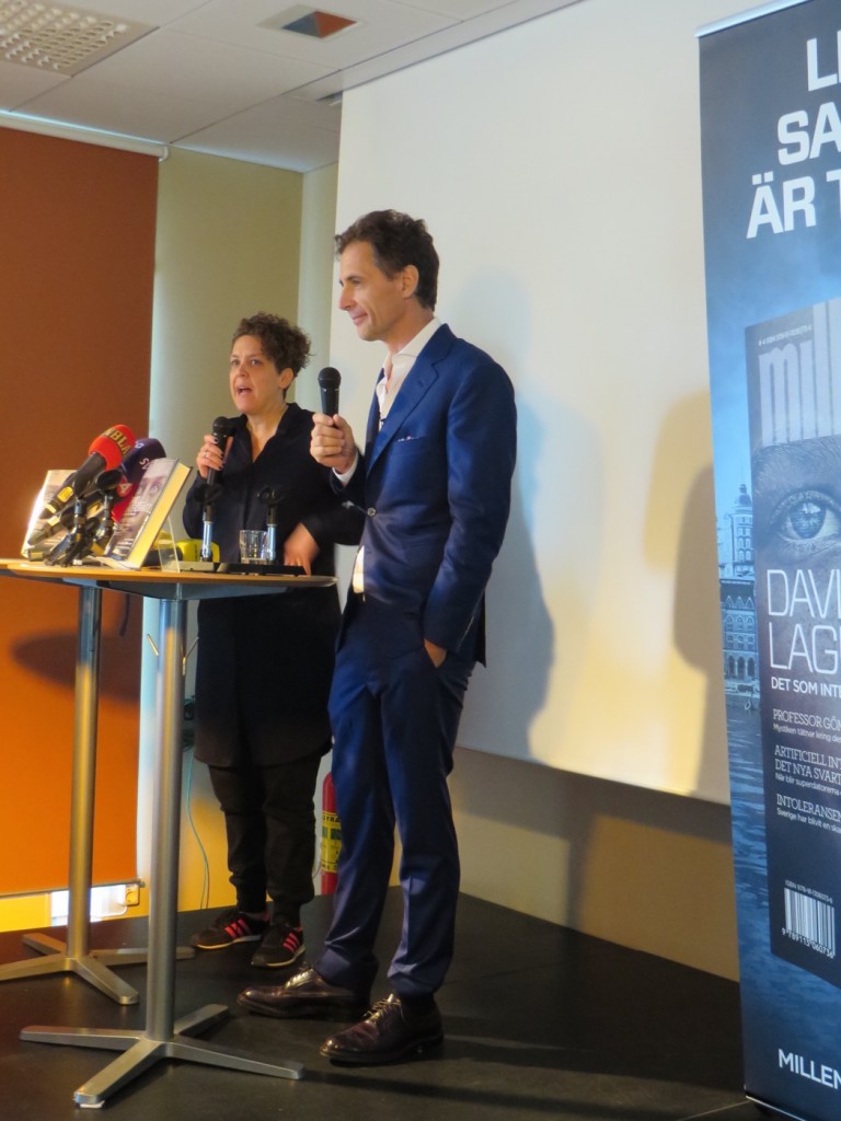 David Lagercrantz och Norstedts förlagschef Eva Gedin.