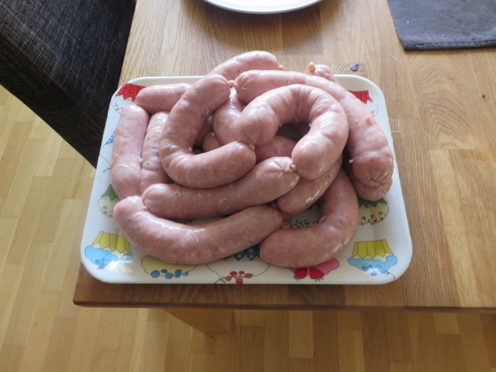 Färdig hemgjord julkorv