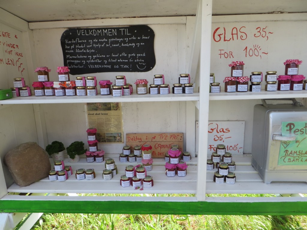 Ett stånd längs vägen där man kunde köpa delikatesser