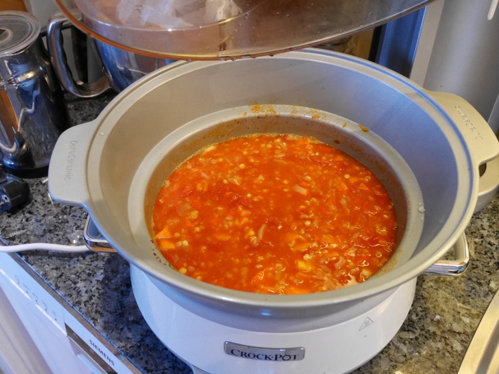 Färdig soppa efter 5 timmar i Crock-pot.