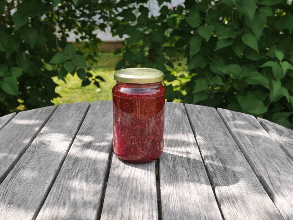 Lättsockrad hallonsylt