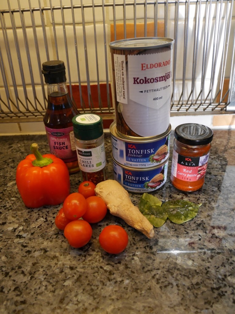 Ingredienser till Thailändsk tonfiskgryta
