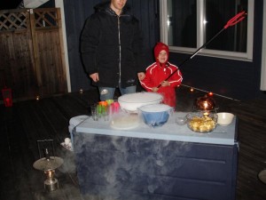 Mottagning av gästerna på altanen