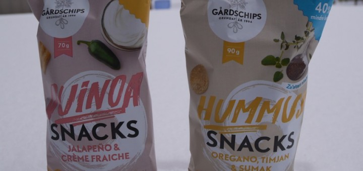 Quinoa-snacks och Hummus-snacks.