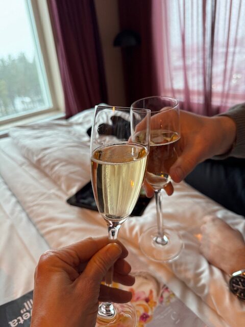 Bubbel i sängen innan utgång.